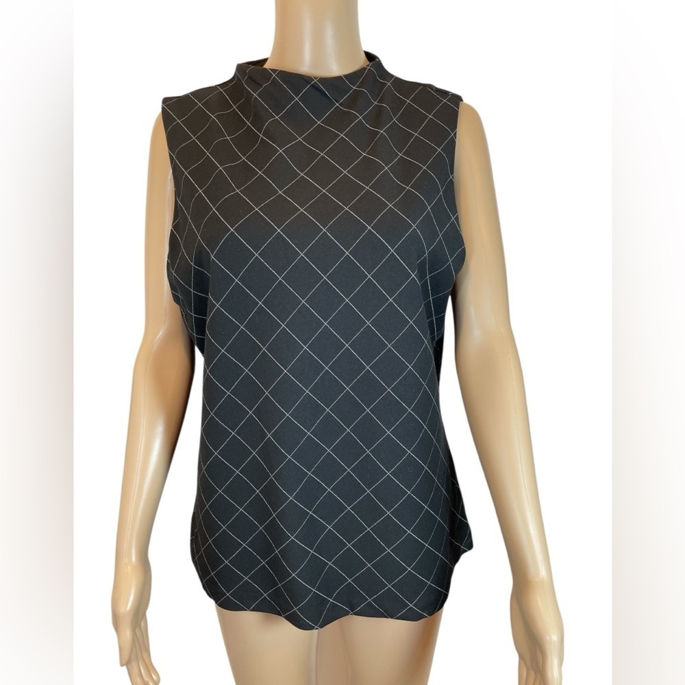 HALOGEN Sleeveless Diamond Funnel Neck Ponte Shell Top size 1